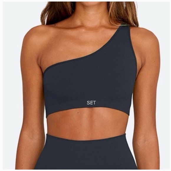 SET Active | Asymmetric One Shoulder Sports Bra | Sculptflex | Slate Blue - Picture 5 of 5